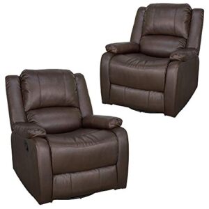 recpro set of 2 charles collection | 30" swivel glider rv recliner | rv living room (slideout) chair | rv furniture | glider chair | chestnut
