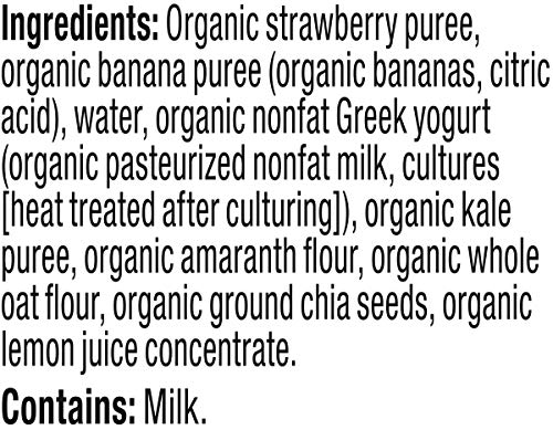 Plum Organics Mighty Food Group Blend Organic Baby Food Meals [12+ Months] Strawberry, Banana, Greek Yogurt, Kale, Amaranth & Oat 4 Ounce Pouch (Pack Of 6) Packaging May Vary