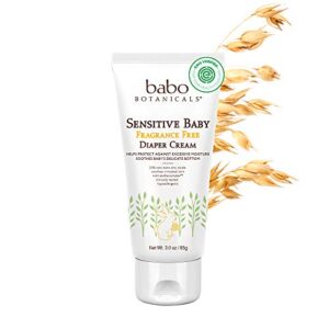 babo botanicals sensitive baby fragrance-free diaper cream - with non-nano zinc oxide, organic calendula, shea & cocoa butter - ewg verified - 3 oz