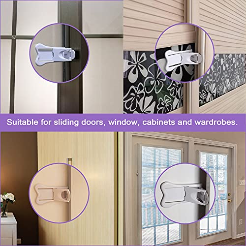 Sliding Door Lock for Child Safety, Window Stoppers for Vertical Windows, Sliding Glass Door Lock for Baby Proof (2 Pack)