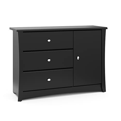 Storkcraft Crescent Dresser, 3 Drawer Combo, Black