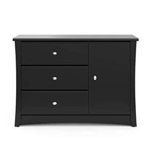 Storkcraft Crescent Dresser, 3 Drawer Combo, Black