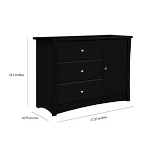 Storkcraft Crescent Dresser, 3 Drawer Combo, Black