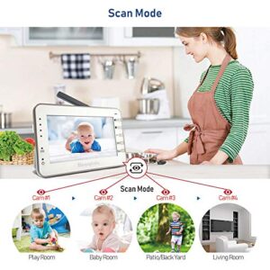 MoonyBaby No WiFi Baby Monitor with 12 Hours Long Battery Life, 1000ft Long Range, 4.3" Display, Auto Night Vision, 2-way Audio, Temperature Sensor, Lullabies and Power Saving/Voice Activation,Trust30