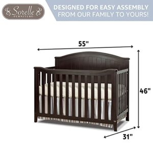 Sorelle Furniture Fairview Crib, Classic 4-in-1 Convertible Crib, Made of Wood, Non-Toxic Finish, Wooden Baby Bed, Toddler Bed, Child’s Daybed and Full-Size Bed, Nursery Furniture - Espresso