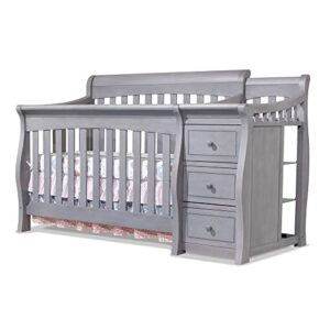 sorelle furniture princeton elite crib and changer classic -in- convertible diaper changing table made of pine wood non-toxic wooden baby bed toddler childs daybed full-size nursery - weathered grey
