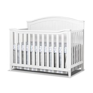 sorelle furniture fairview crib, classic 4-in-1 convertible crib, made of wood, non-toxic finish, wooden baby bed, toddler bed, child’s daybed and full-size bed, nursery furniture -white