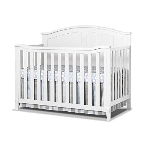 Sorelle Furniture Fairview Crib, Classic 4-in-1 Convertible Crib, Made of Wood, Non-Toxic Finish, Wooden Baby Bed, Toddler Bed, Child’s Daybed and Full-Size Bed, Nursery Furniture -White