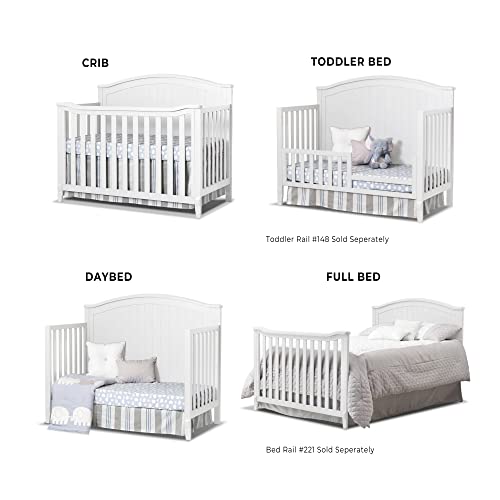 Sorelle Furniture Fairview Crib, Classic 4-in-1 Convertible Crib, Made of Wood, Non-Toxic Finish, Wooden Baby Bed, Toddler Bed, Child’s Daybed and Full-Size Bed, Nursery Furniture -White