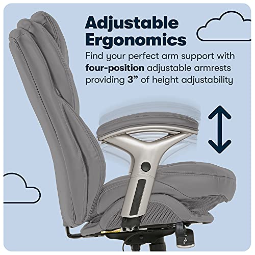 Serta Ergonomic Executive Office Chair Motion Technology Adjustable Mid Back Design with Lumbar Support, Gray Bonded Leather