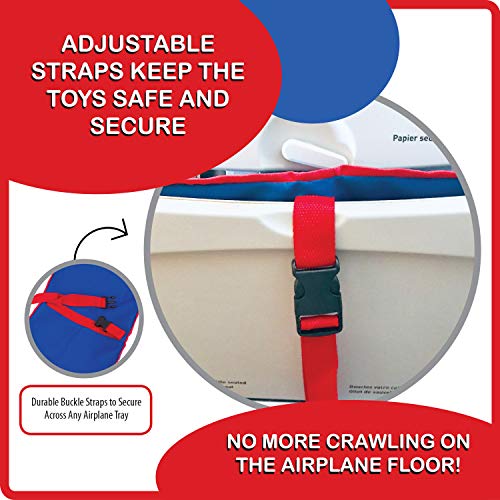 Fun N' Fly Foldable Travel Tray - Blue Red Portable Durable Kids, Toddler, Baby Play Space and Snack Desk for Airplane Travel by FunnFly