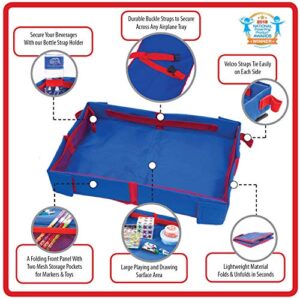 Fun N' Fly Foldable Travel Tray - Blue Red Portable Durable Kids, Toddler, Baby Play Space and Snack Desk for Airplane Travel by FunnFly