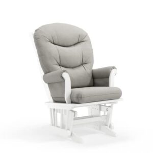 dutailier adele 0415 wooden glider chair, white/light grey