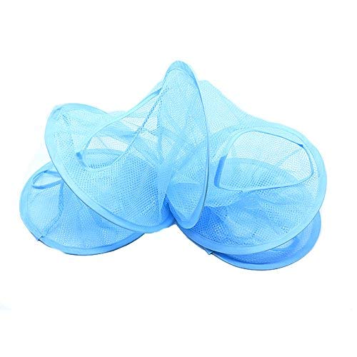 Pomeat Hanging Mesh Space Saver Bags Organizer 4 Compartments, Mesh Hanging Storage Organizer Toy Storage Space Saver Bags for Kid Room, Blue