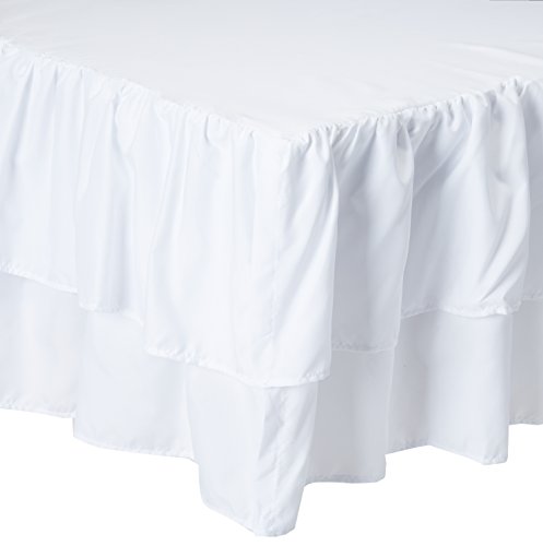 American Baby Company Double Layer Ruffled Crib Skirt, White, for Boys and Girls, 1 Count (Pack of 1)