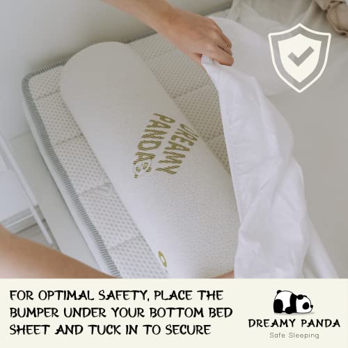 DREAMYPANDA Bed Bumpers for Toddlers — Bed Rail for Toddlers— Soft & Breathable Pillow with Bamboo Cover Plus Portable Travel Bag — White, Size L