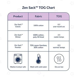 Nested Bean Zen Sack® Premier - Gently Weighted Sleep Sacks | Baby 0-24M | TOG 0.3|Bamboo Cotton Blend | Newborn/Infant Swaddle Transition | Aids Self-Soothing | 2-Way Zipper | Machine Washable