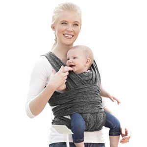 boppy baby carrier - comfyfit, heathered gray, hybrid wrap, 3 carrying positions, 0m+ 8-35lbs, soft yoga-inspired fabric with integrated storage pouch