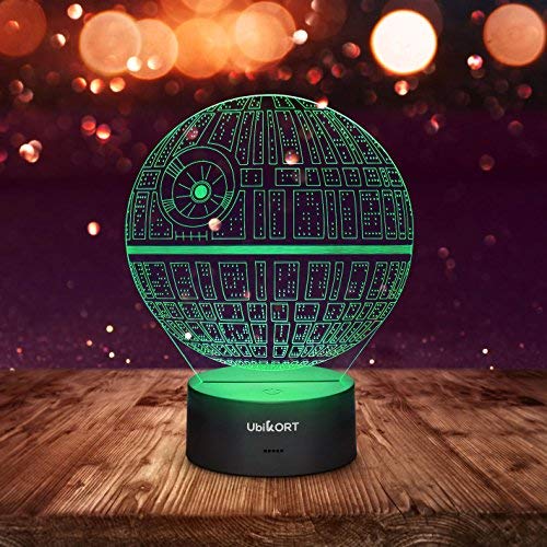 UbiKORT 3D Lamp Illusion Death Star Wars Lamp, Unique Birthday Star Wars Gifts for Men, Perfect Star Wars Decor Night Lights for Kids, Ideal Gift for Star Wars Fans, 7 Colors Change