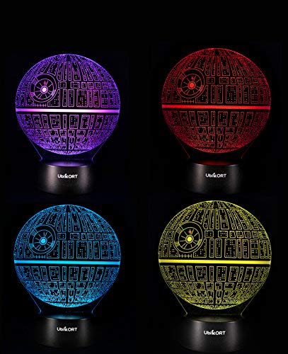 UbiKORT 3D Lamp Illusion Death Star Wars Lamp, Unique Birthday Star Wars Gifts for Men, Perfect Star Wars Decor Night Lights for Kids, Ideal Gift for Star Wars Fans, 7 Colors Change