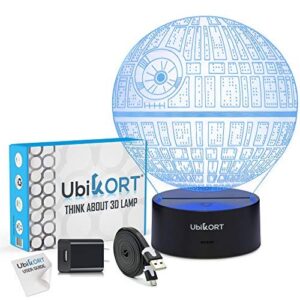 ubikort 3d lamp illusion death star wars lamp, unique birthday star wars gifts for men, perfect star wars decor night lights for kids, ideal gift for star wars fans, 7 colors change