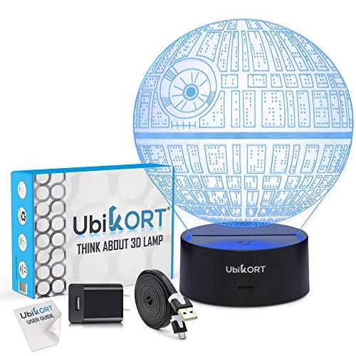 UbiKORT 3D Lamp Illusion Death Star Wars Lamp, Unique Birthday Star Wars Gifts for Men, Perfect Star Wars Decor Night Lights for Kids, Ideal Gift for Star Wars Fans, 7 Colors Change