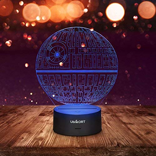 UbiKORT 3D Lamp Illusion Death Star Wars Lamp, Unique Birthday Star Wars Gifts for Men, Perfect Star Wars Decor Night Lights for Kids, Ideal Gift for Star Wars Fans, 7 Colors Change