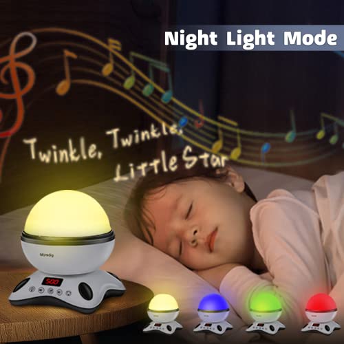 Moredig Kids Night Light Projector, Remote Baby Night Light for Kids Room with 12 Music Rotating Nursery Night Light Projector for Kids, Timer, 2 Projections, 18 Light Modes, Kids Gifts - Black