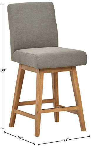 Amazon Brand – Stone & Beam Sophia Modern Swivel Kitchen Counter Height Stool, 39.4"H, Slate Grey