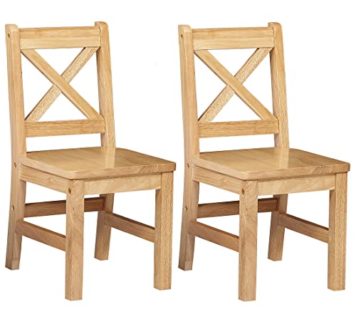 eHemco Solid Hard Wood Kids Table and Chair Set (2 Chairs Included), Natural, 3 Piece Set