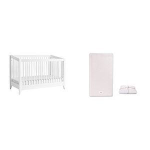 babyletto sprout 4-in-1 convertible crib with pure core non-toxic crib mattress with dry waterproof cover