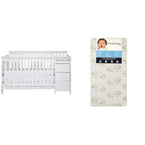 dream on me 5 in 1 brody convertible crib with changer with dream on me spring crib and toddler bed mattress, twilight