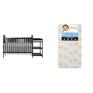 dream on me 4 in 1 full size crib and changing table combo with dream on me spring crib and toddler bed mattress, twilight