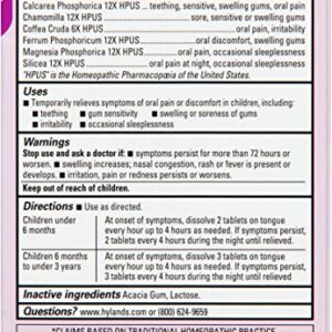 Hyland’s Naturals Baby Nighttime Soothing Tablets with Chamomilla, Natural Relief of Oral Discomfort, Irritability, and Swelling, 125 Count