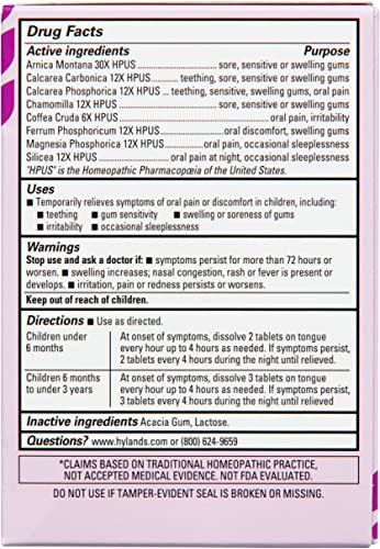 Hyland’s Naturals Baby Nighttime Soothing Tablets with Chamomilla, Natural Relief of Oral Discomfort, Irritability, and Swelling, 125 Count