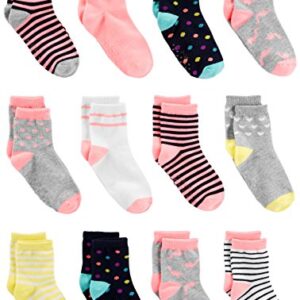 Simple Joys by Carter's Unisex Toddlers' Socks, 12 Pairs, Stripe/Dots, 4-5T