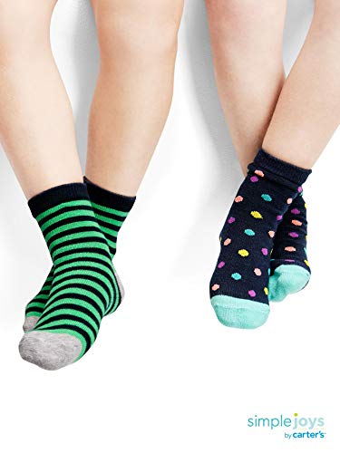 Simple Joys by Carter's Unisex Toddlers' Socks, 12 Pairs, Stripe/Dots, 4-5T