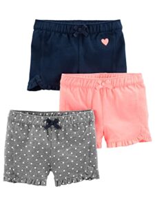 simple joys by carter's toddler girls' knit shorts, pack of 3, pink/grey/navy, 2t