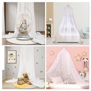 Bed Canopy for Girls with Glowing Stars in The Dark, White Princess Bed Curtain for Baby Crib, Kids Bed & Toddler Bed, Twin, Full & Queen Bed, Mosquito Net Canopy for Girl Room, Fire Retardant Fabric