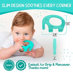 BABY ELEFUN Teething Toy Ring, Effective & Easy to Hold BPA Free Silicone Elephant Teethers with Gift Package, Teether Rings Toys Best for Babies 0-6, 6-12 Months, Infant Boys & Girls, Baby Shower