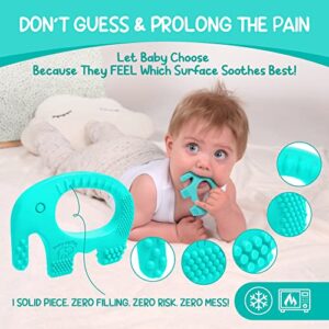 BABY ELEFUN Teething Toy Ring, Effective & Easy to Hold BPA Free Silicone Elephant Teethers with Gift Package, Teether Rings Toys Best for Babies 0-6, 6-12 Months, Infant Boys & Girls, Baby Shower