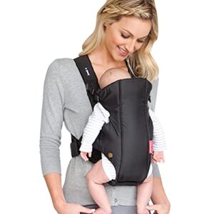 Infantino Swift Classic Carrier with Pocket - 2 Ways to Carry Black Carrier with Wonder Bib & Essentials Storage Front Pocket, Adjustable Back Strap, 1-Piece