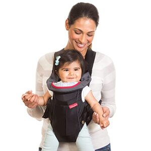 Infantino Swift Classic Carrier with Pocket - 2 Ways to Carry Black Carrier with Wonder Bib & Essentials Storage Front Pocket, Adjustable Back Strap, 1-Piece