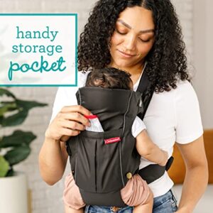 Infantino Swift Classic Carrier with Pocket - 2 Ways to Carry Black Carrier with Wonder Bib & Essentials Storage Front Pocket, Adjustable Back Strap, 1-Piece