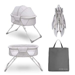 delta children ez fold ultra compact travel bedside bassinet - folding portable crib with removable canopy, inner circle