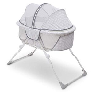 Delta Children EZ Fold Ultra Compact Travel Bedside Bassinet - Folding Portable Crib with Removable Canopy, Inner Circle