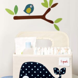 3 Sprouts Baby Diaper Caddy - Organizer Basket for Nursery, Whale