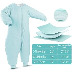 RESTCLOUD Baby Sleep Bag with Feet Winter, Wearable Blanket with Legs, Sack for Toddler Thicken 2.5 TOG (2T-4T Year, Large) Blue