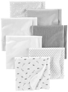 simple joys by carter's baby 7-pack flannel receiving blankets, grey/white/black, one size