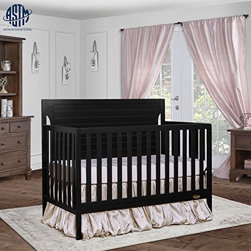 Dream On Me Cape Cod 5-in-1 Convertible Crib, Black , 50x30x44 Inch (Pack of 1)